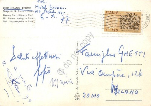 Cartolina Chianciano Terme Sorgente S. Elena Parco 1977 | Immagine Gallery 2