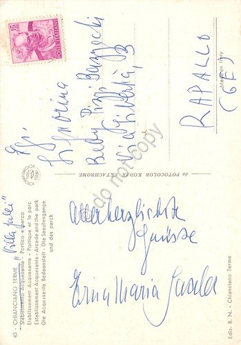 Cartolina Chianciano Terme Stabilimento Acqua Santa Portico e parco animata …