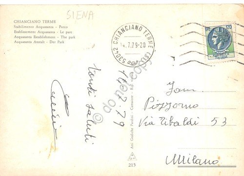 Cartolina Chianciano Terme Stabilimento Acquasanta Parco 1979 | Immagine Gallery 2