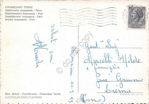 Cartolina Chianciano Terme Stabilimento Acquasanta Parco animata 1959 (Siena) | Immagine Gallery 2