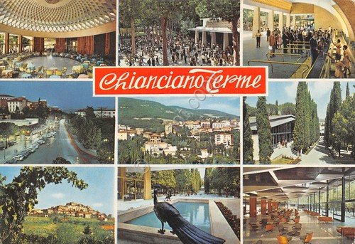 Cartolina Chianciano Terme vedute varie terme città 1985 | Immagine principale
