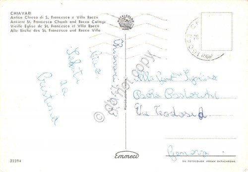 Cartolina Chiavari Chiesa San Francesco Villa Rocca 1973 (Genova) | Immagine Gallery 2