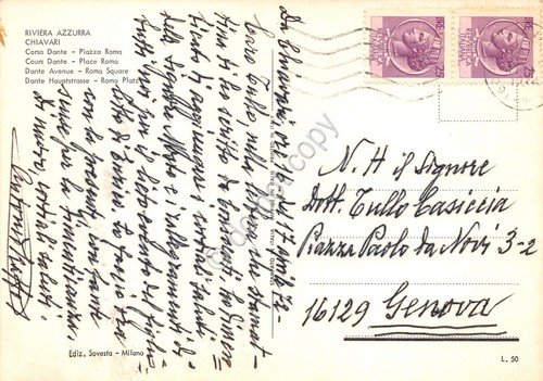 Cartolina Chiavari Corso Dante Piazza Roma 1972 (Genova) | Immagine Gallery 2