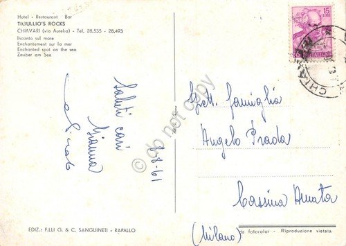 Cartolina Chiavari Hotel ristorante Tigullio's Rock animata 1961 | Immagine Gallery 2