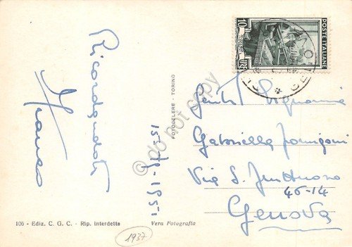Cartolina Chiavari Panorama da pineta 1951
