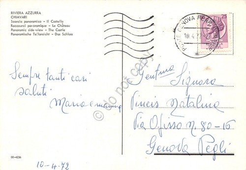 Cartolina Chiavari Panorama parziale Castello 1972 (Genova) | Immagine Gallery 2