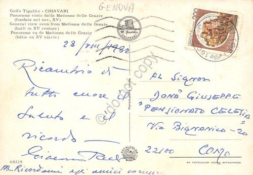 Cartolina Chiavari panorama visto da Madonna delle Grazie 1982 | Immagine Gallery 2