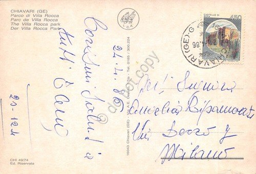 Cartolina Chiavari Parco di Villa Rocca 1986 | Immagine Gallery 2