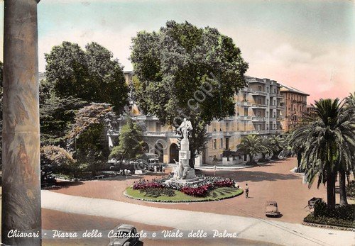 Cartolina Chiavari Piazza Cattedrale Viale delle Palme 1953 (Genova) | Immagine principale