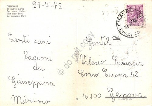 Cartolina Chiavari Porto nuovo barche 1972 (Genova)