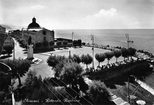 Cartolina Chiavari Rotonda Ravenna 1955