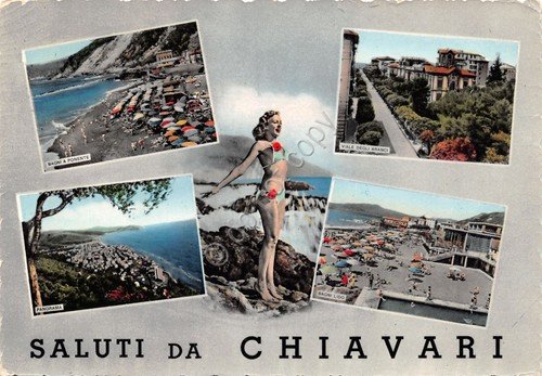 Cartolina Chiavari vedute Pin up colorata 1957 | Immagine principale