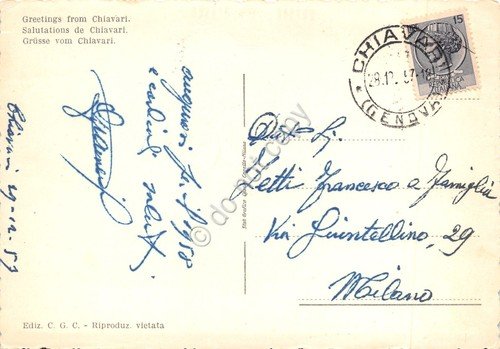 Cartolina Chiavari vedute Pin up colorata 1957 | Immagine Gallery 2