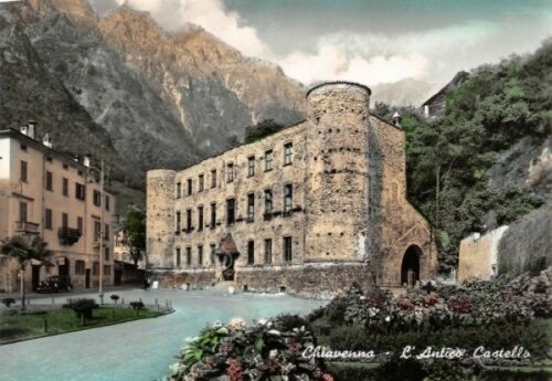 Cartolina Chiavenna antico castello (Cuneo)