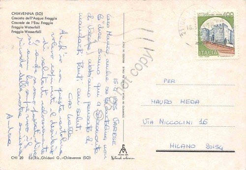 Cartolina Chiavenna Cascata dell'Acqua Fraggia casolare di zona anni '80 | Immagine Gallery 2