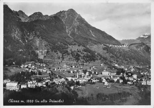 Cartolina Chiesa panorama in alto Primolo 1955 | Immagine principale