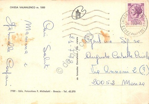 Cartolina Chiesa Valmalenco panorama 1972 (Sondrio) | Immagine Gallery 2