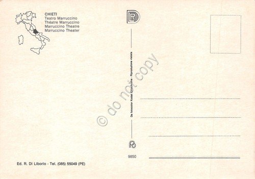 Cartolina Chieti Teatro Marruccino notturno animata anni '80