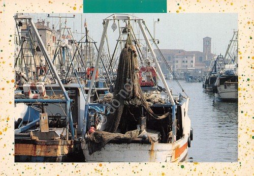 Cartolina Chioggia Canal Riva Mare pescherecci