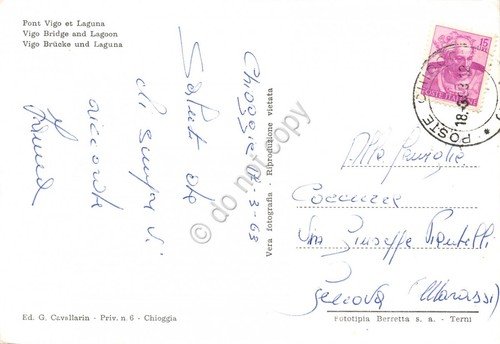 Cartolina Chioggia Ponte Vigo e laguna 1963 | Immagine Gallery 2
