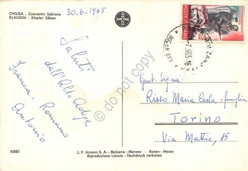 Cartolina Chiusa Convento Sabiona 1965 (Bolzano) | Immagine Gallery 2