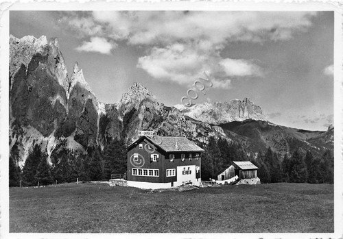 Cartolina Ciampedie - Rifugio Larsec - 1957 (Trento) | Immagine principale