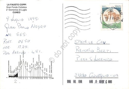 Cartolina Ciclismo Gara Fondo Ciclistica La Fausto Coppi Cuneo 1995 | Immagine Gallery 2