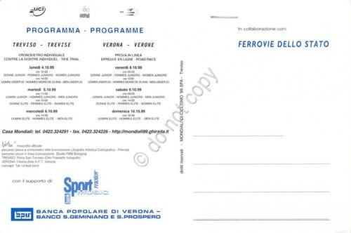 Cartolina Ciclismo MOndiali di ciclismo Veneto 1999 Treviso Verona