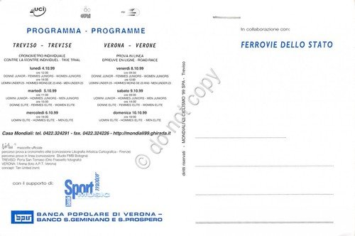 Cartolina Ciclismo MOndiali di ciclismo Veneto 1999 Treviso Verona | Immagine Gallery 2