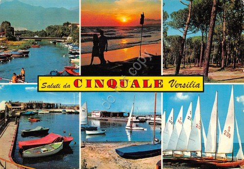 Cartolina Cinquale Versilia 6 vedute (Massa)