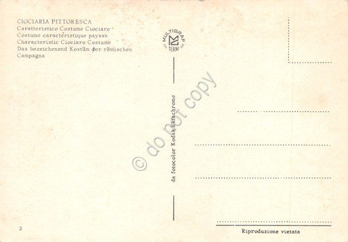 Cartolina Ciociaria costume tradizionale donna asino uomo