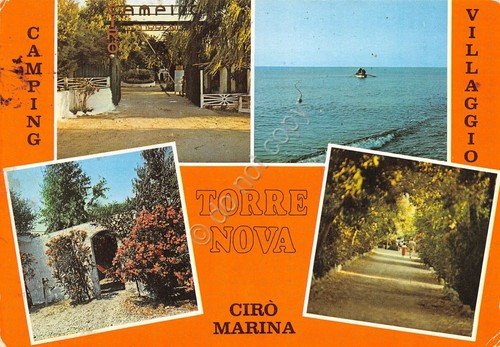 Cartolina Cirò Marina Camping Torrenova vedute 1983