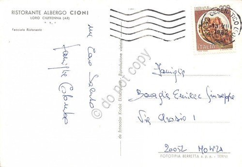 Cartolina Ciuffenna Albergo Cioni 1982