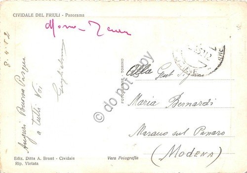 Cartolina Cividale del Friuli Panorama 1952