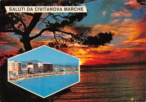 Cartolina Civitanova Marche n. 2 vedute tramonto 1980 (Ascoli Piceno) | Immagine principale