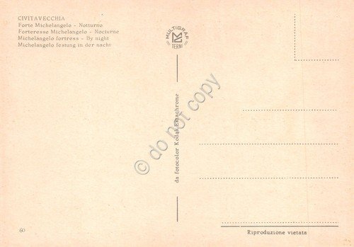 Cartolina Civitavecchia Forte Michelangelo Notturno anni '80 | Immagine Gallery 2