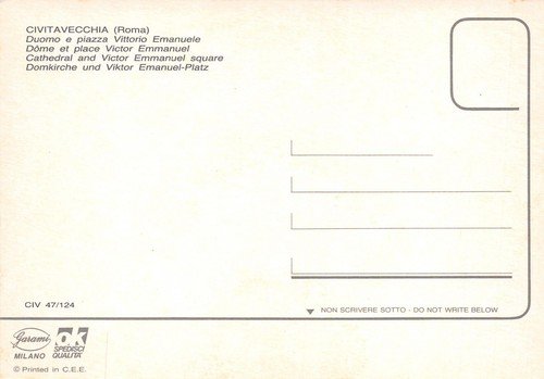 Cartolina Civitavecchia Piazza Vittorio Emanuele Duomo Auto d'epoca | Immagine Gallery 2