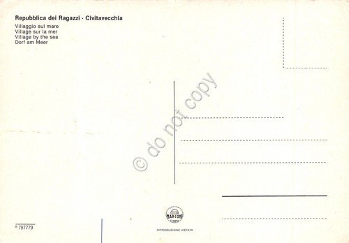 Cartolina Civitavecchia Repubblica dei Ragazzi vedute villaggio sul mare (Roma)