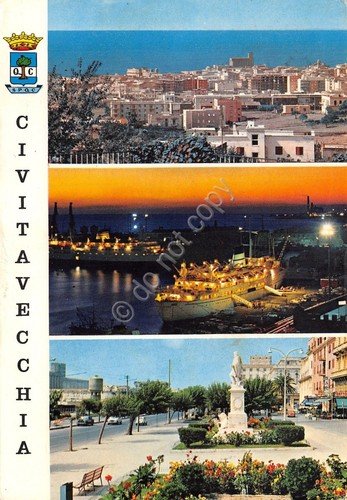 Cartolina Civitavecchia vedutine panorama nave 1972