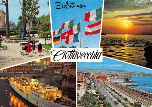 Cartolina Civitavecchia vedutine panorama nave | Immagine principale