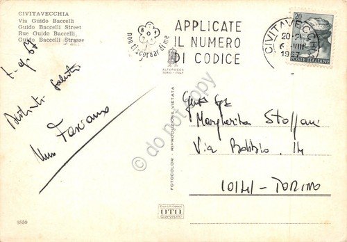 Cartolina Civitavecchia Via Guido Baccelli timbro PT 1967 | Immagine Gallery 2