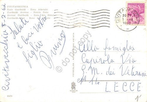 Cartolina Civitavecchia Viale Garibaldi Zona Alberghi 1962 | Immagine Gallery 2