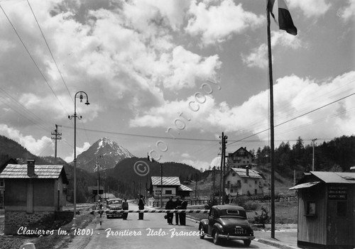 Cartolina Claviere Frontiera Italo Francese auto animata militari 1954 | Immagine principale