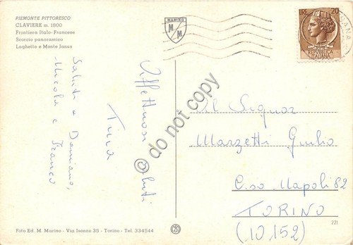 Cartolina Claviere Vedutine Confine Italo Francese stelle alpine 1967 (Torino)