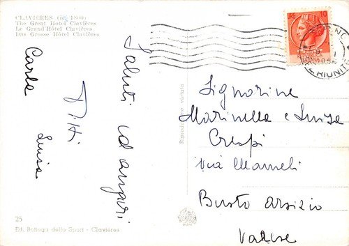 Cartolina Clavieres Grande Albergo 1956 | Immagine Gallery 2