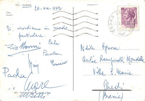 Cartolina Clusane panorama con barca 1972