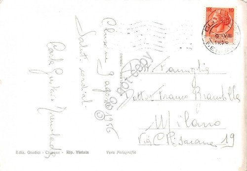 Cartolina Clusone Panorama e chiesa del Monte Crosio 1956