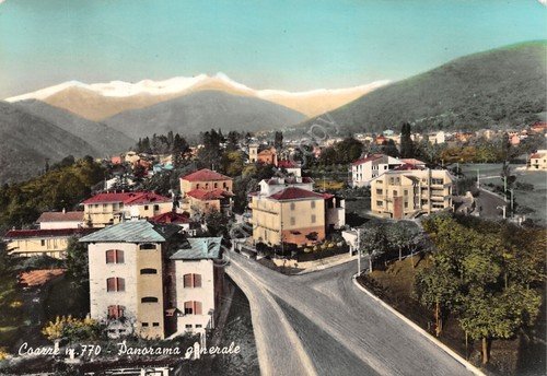 Cartolina Coazze Panorama generale case colorata 1981