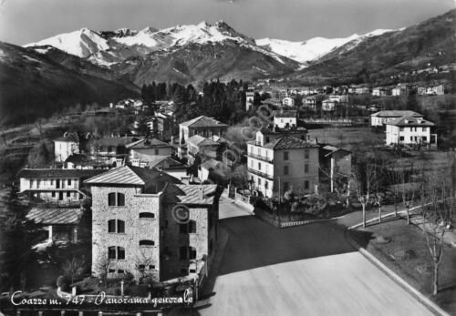 Cartolina Coazze vie del paese 1960