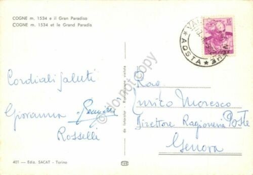 Cartolina Cogne panorama e Gran Paradiso 1962 (Aosta) | Immagine Gallery 2